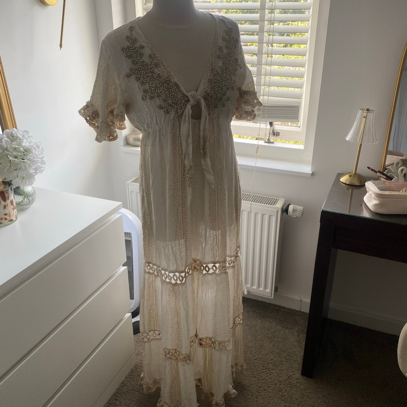 Piticuiti Bohemian Lange Jurk - Nieuw met prijskaartje, Kleding | Dames, Jurken, Ophalen of Verzenden, Nieuw, Maat 42/44 (L), Onder de knie