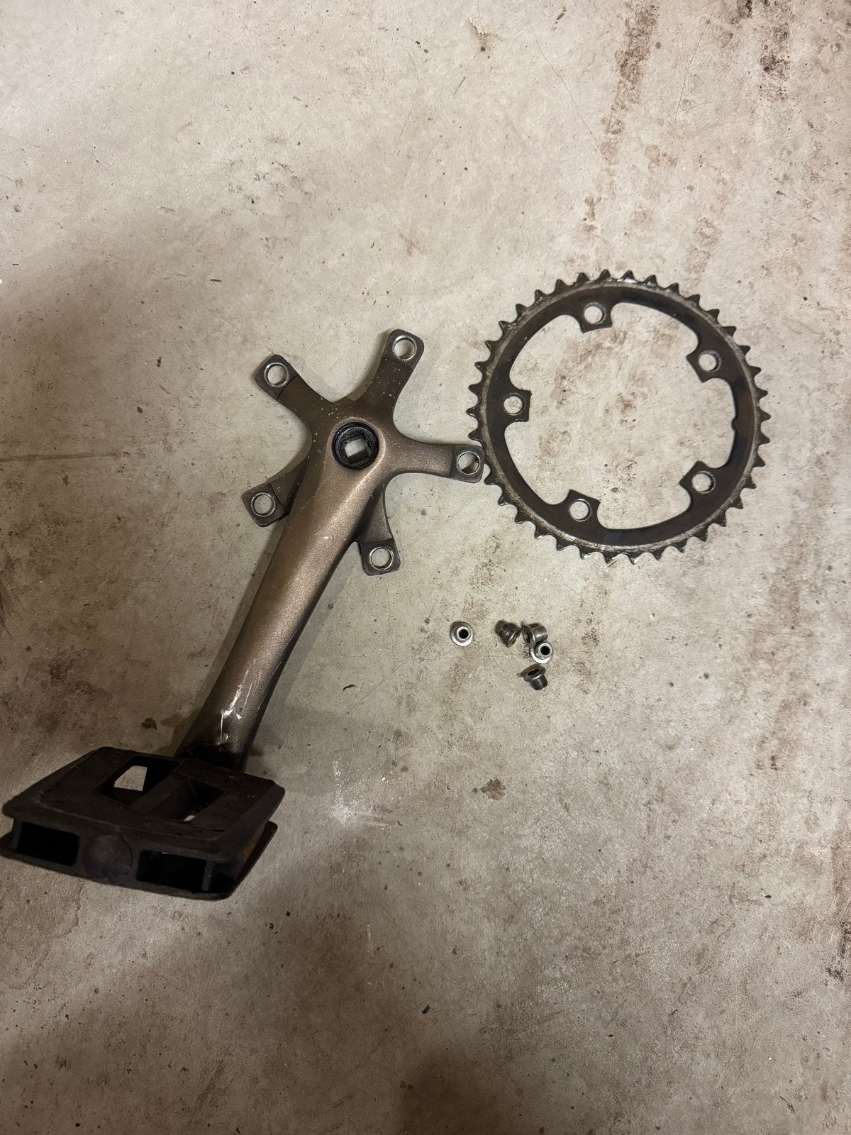 Crankstel met kettingblad en pedaal, vanmoof, Crankstel of Pedalen, Gebruikt, Ophalen of Verzenden, Aluminium