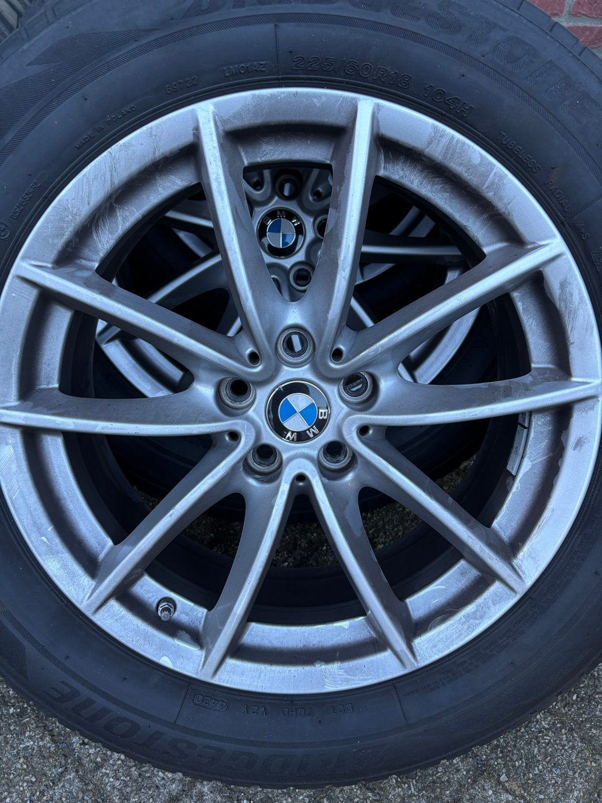 BMW 18 inch velgen met Bridgestone winterbanden 225/60R18, 18 inch, Gebruikt, Banden en Velgen, Personenwagen