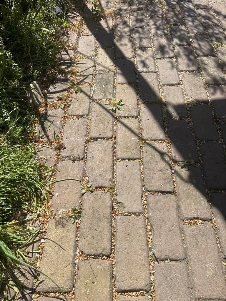 Hardgebakken straatstenen, ca. 35 m2, Tuin en Terras, Tegels en Klinkers, Gebruikt, Keramiek, Klinkers, Ophalen of Verzenden