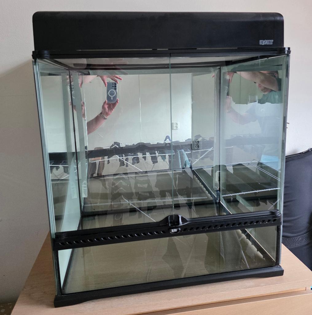 Exo Terra Pro Terrarium 60x45x60cm incl. 2x lichtkap, Dieren en Toebehoren, Reptielen en Amfibieën | Toebehoren, Ophalen, Zo goed als nieuw