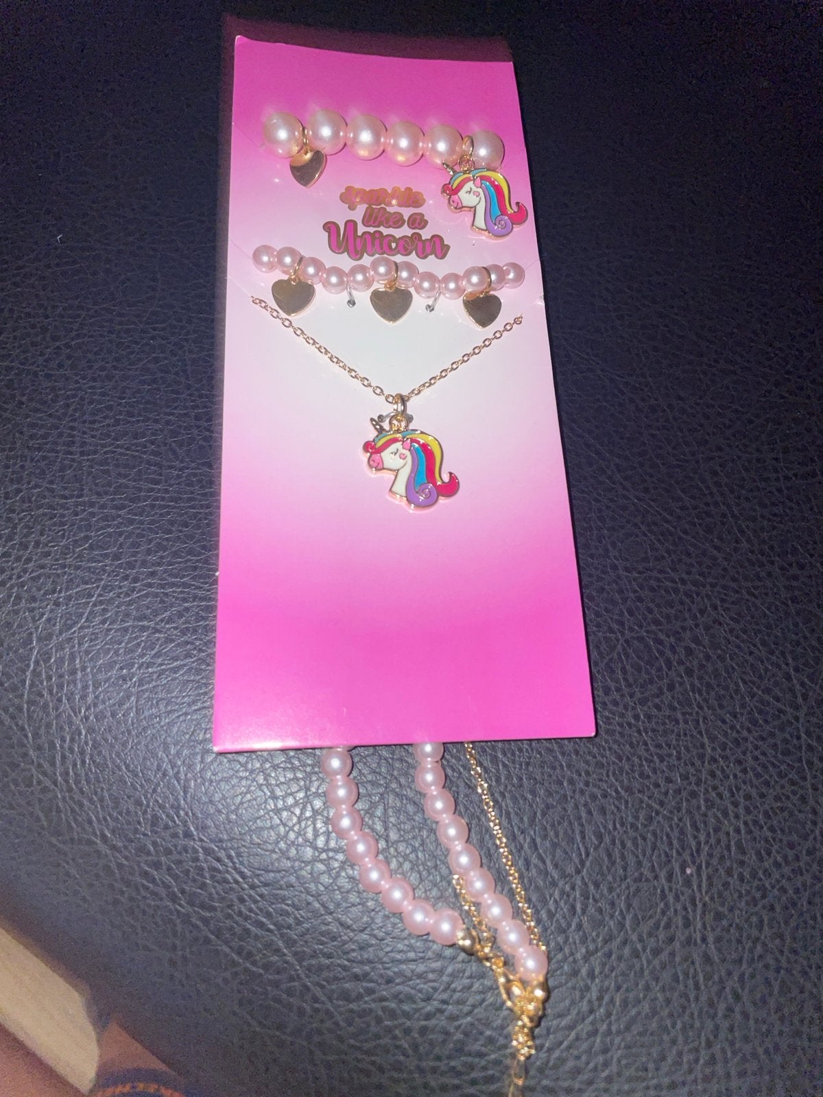 Eenhoorn sieradenset voor kinderen, Sieraden, Tassen en Uiterlijk, Kindersieraden, Ophalen of Verzenden, Nieuw, Roze, Overige typen