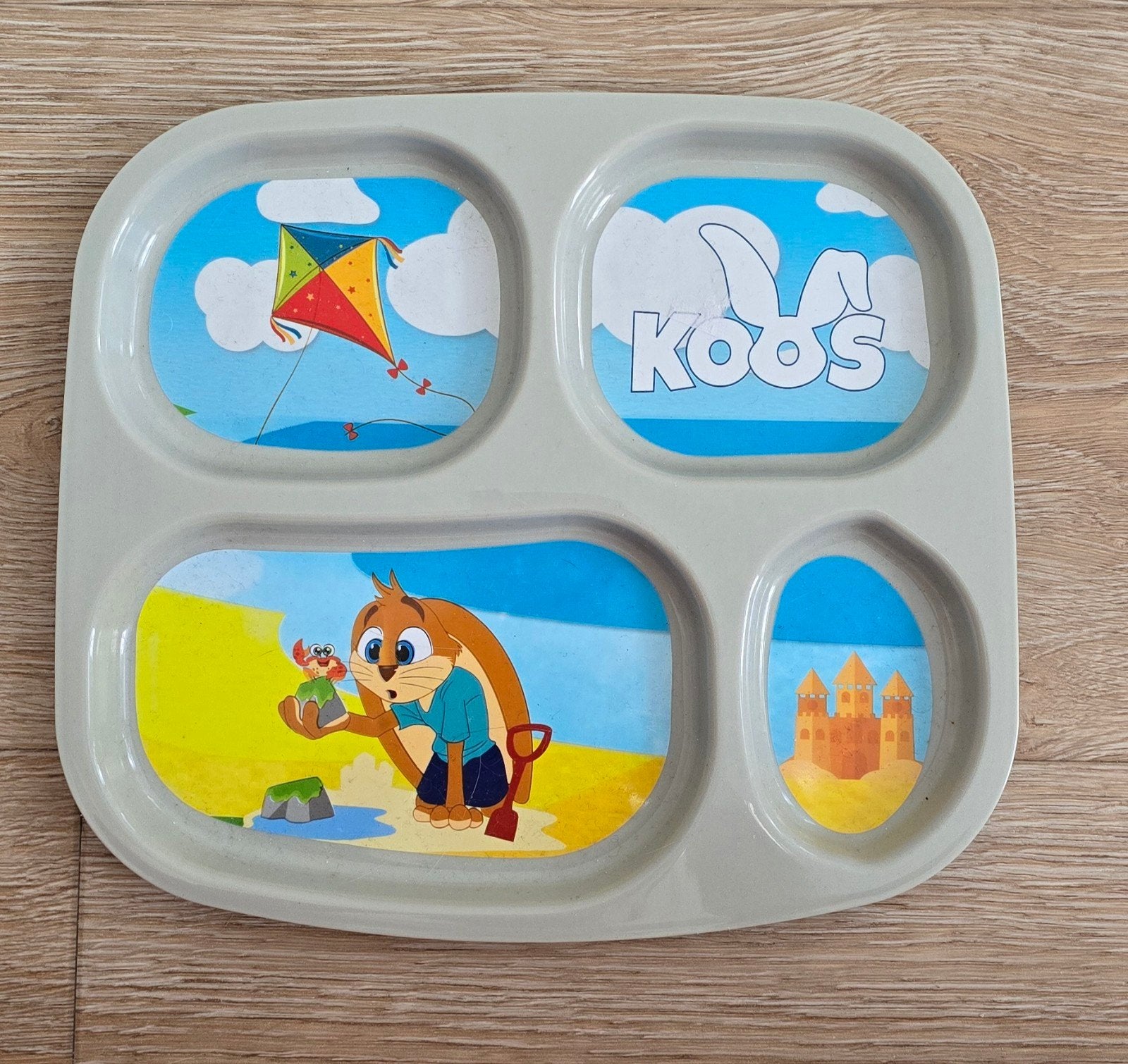 Koos Konijn kinderbord met 4 vakken, Ophalen of Verzenden