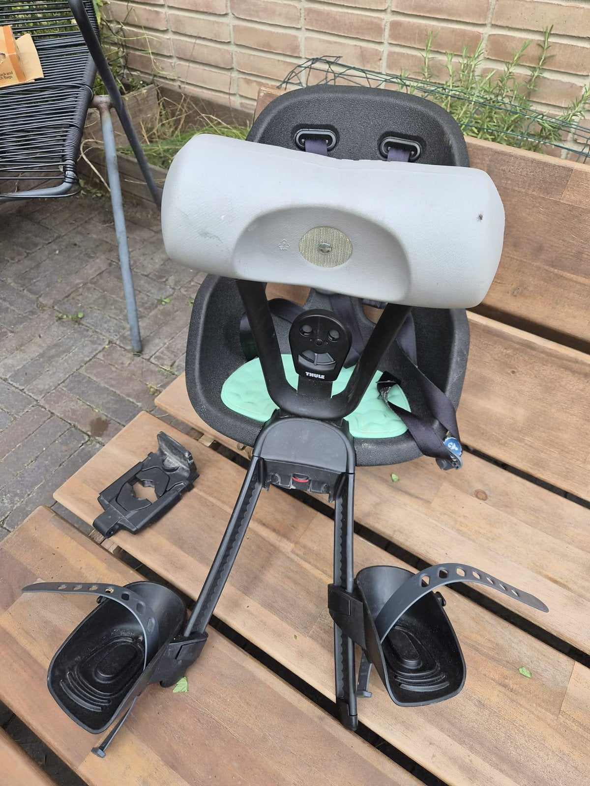 Thule fietsstoel voor, Ophalen, Gebruikt, 0 t/m 13 kg, Voetsteuntjes