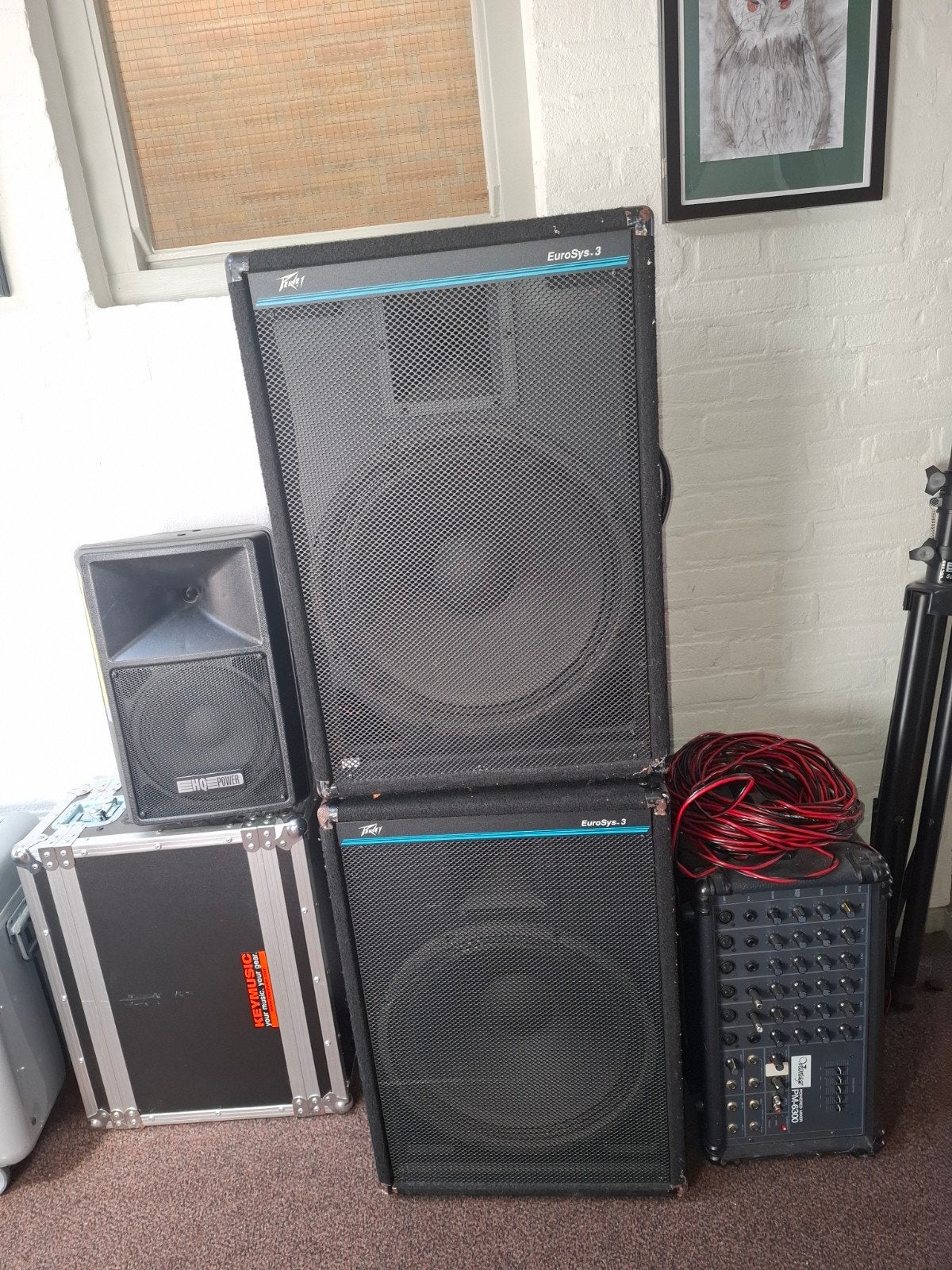 Complete PA-set: Peavey EuroSys 3, versterker en statief, Ophalen, Gebruikt, Minder dan 500 watt, P.A.