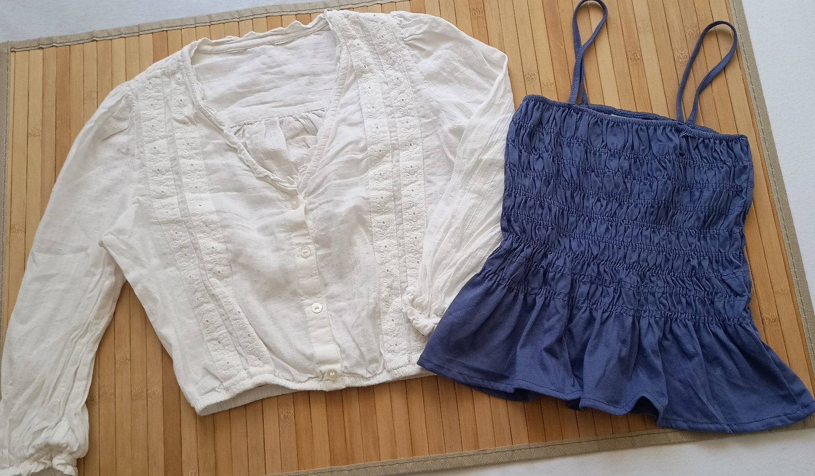 Zara stretch top & H&M katoenen blouse, maat 148, Ophalen of Verzenden, Zo goed als nieuw, Maat 38/40 (M)