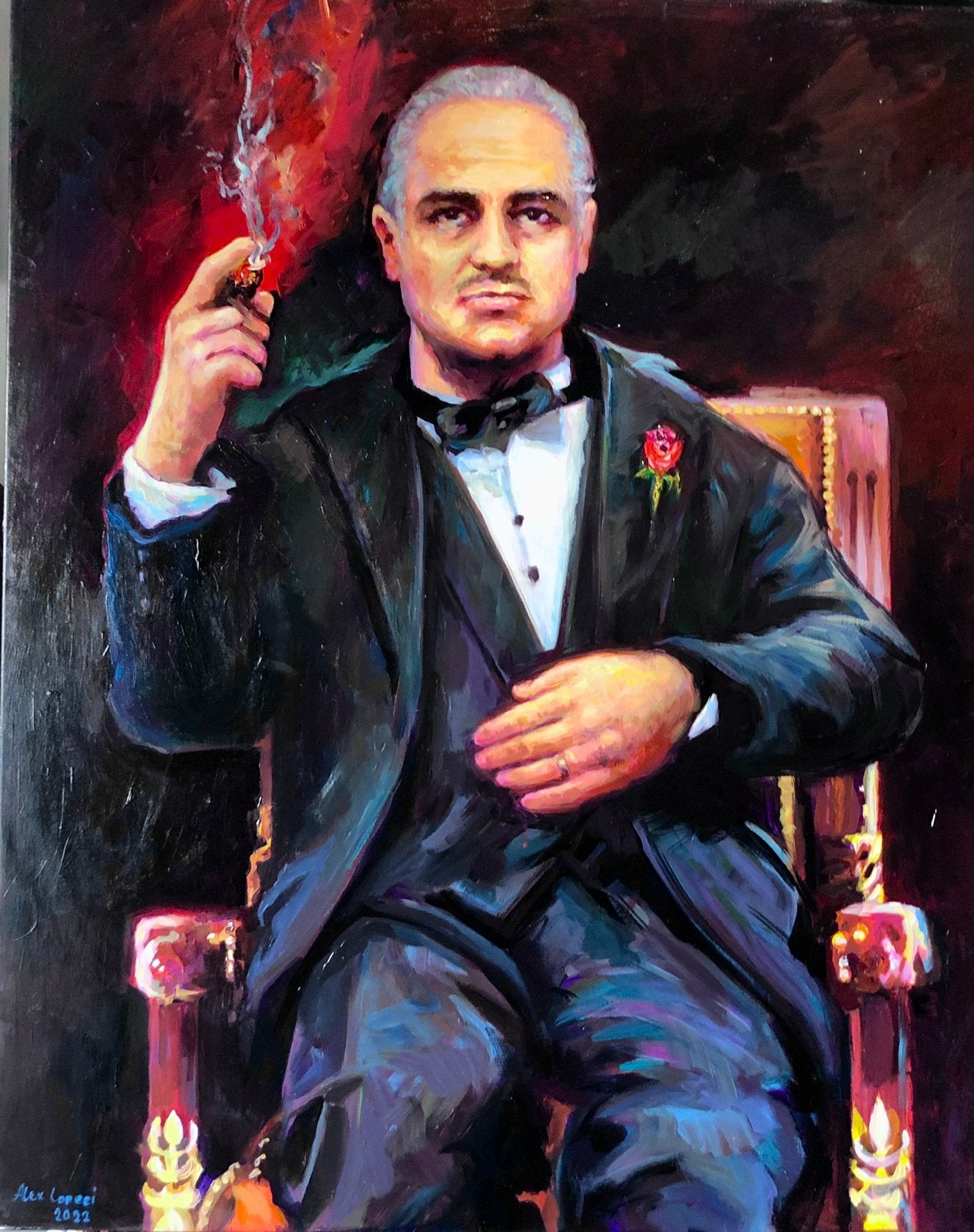 Akex L- The Godfather-Handgeschilderd (100%)-Origineel- XXL, Antiek en Kunst, Kunst | Schilderijen | Modern, Ophalen of Verzenden