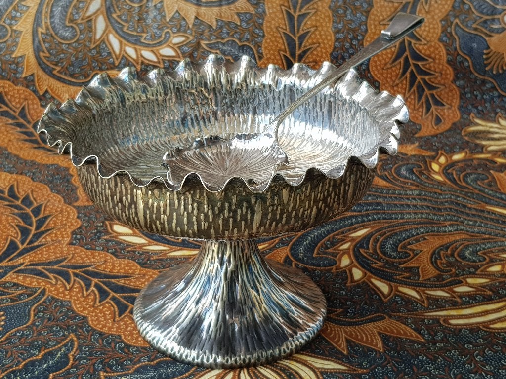 Zeldzame antieke Engelse Favel Elliot schaal met lepel 1887., Antiek en Kunst, Antiek | Woonaccessoires, Ophalen of Verzenden