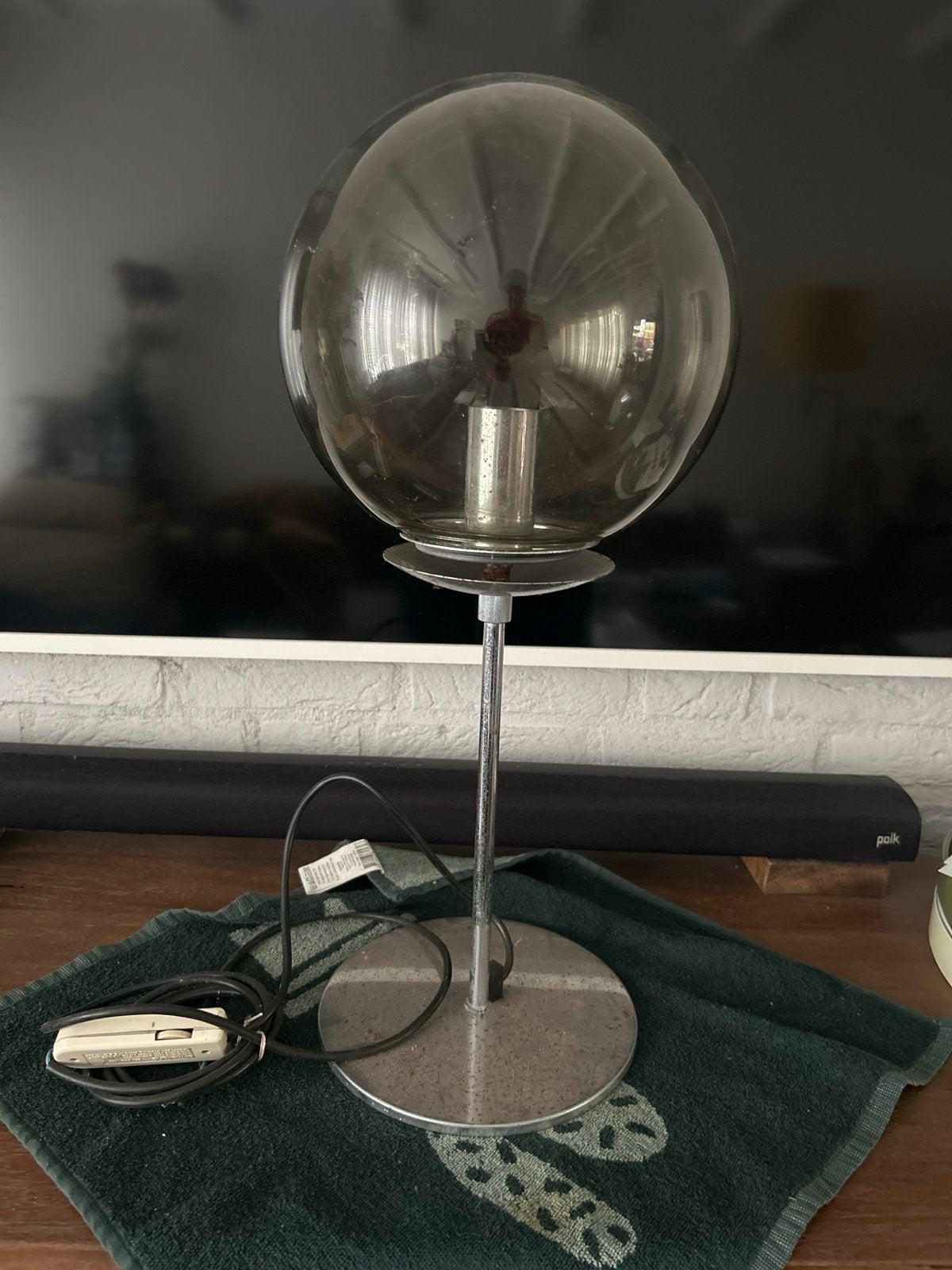 Vintage Tafellamp met Glazen Bol - 57 cm Hoog, Antiek en Kunst, Ophalen