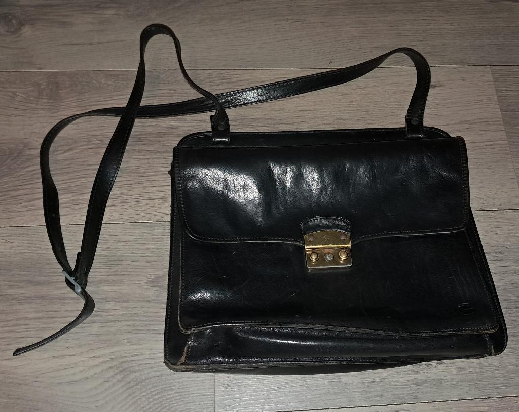 Zwart leren Dames schoudertas Creation Gabrielle, Ophalen of Verzenden, Gebruikt, Zwart, Leer
