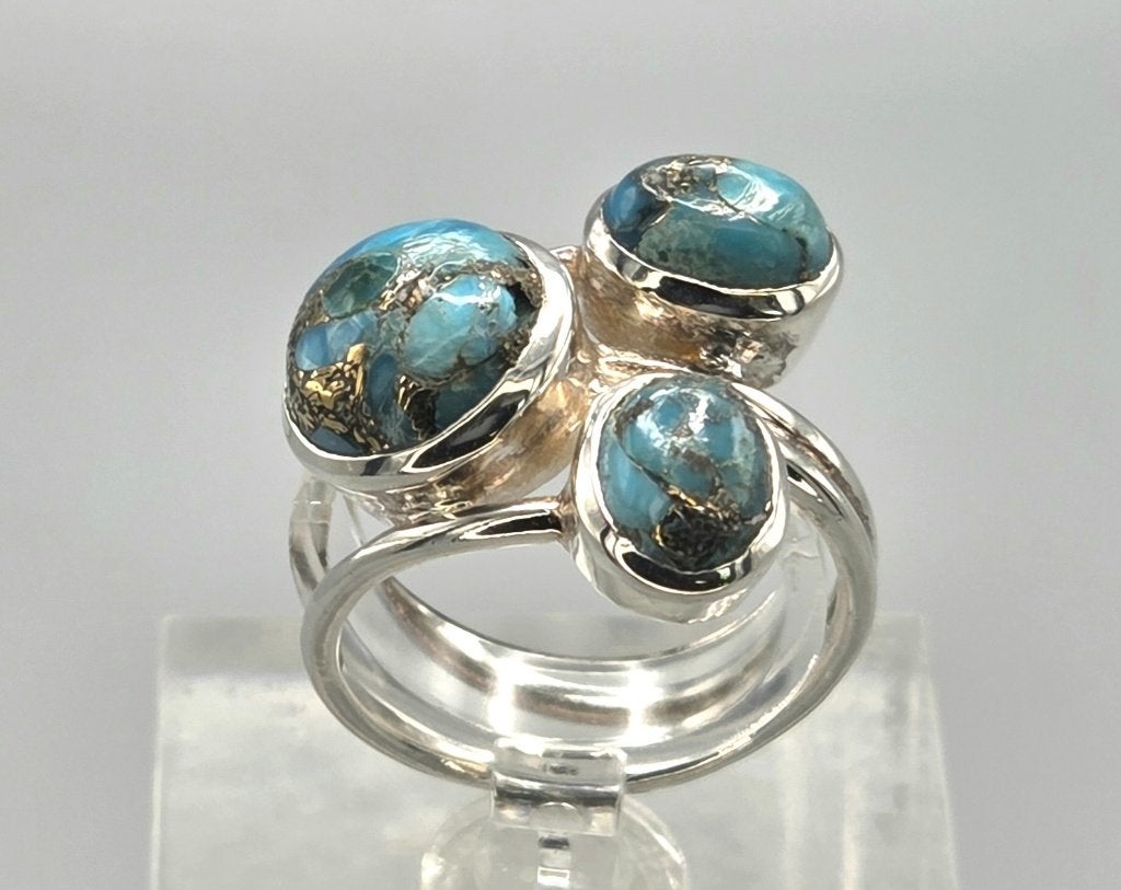 Zilveren ring met edelsteen koper turkooise. 2026/645, ., Nieuw, Ophalen of Verzenden, Met edelsteen
