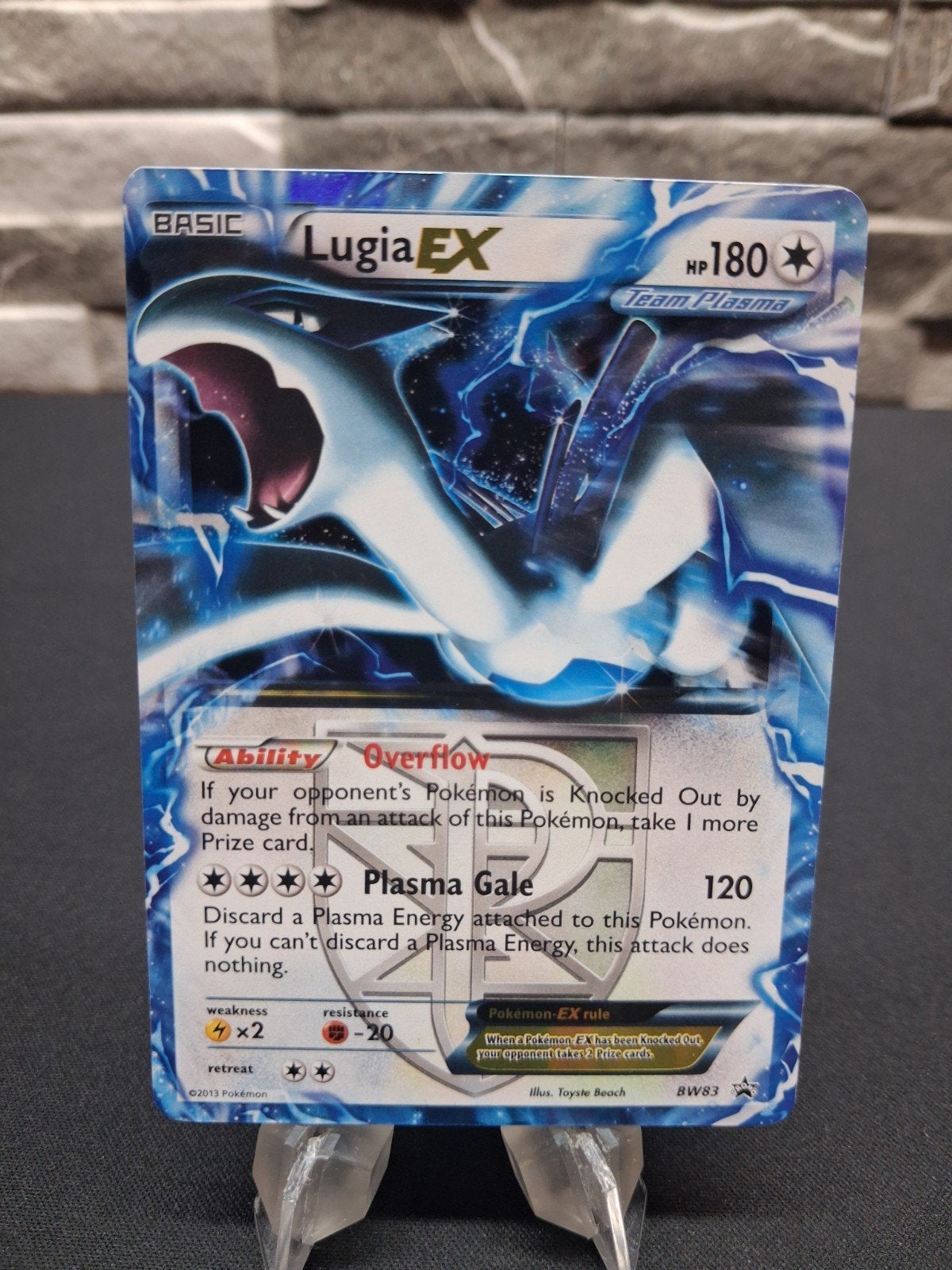 Lugia EX BW83 Team Plasma Pokémon Kaart, Ophalen of Verzenden, Zo goed als nieuw, Losse kaart, Foil