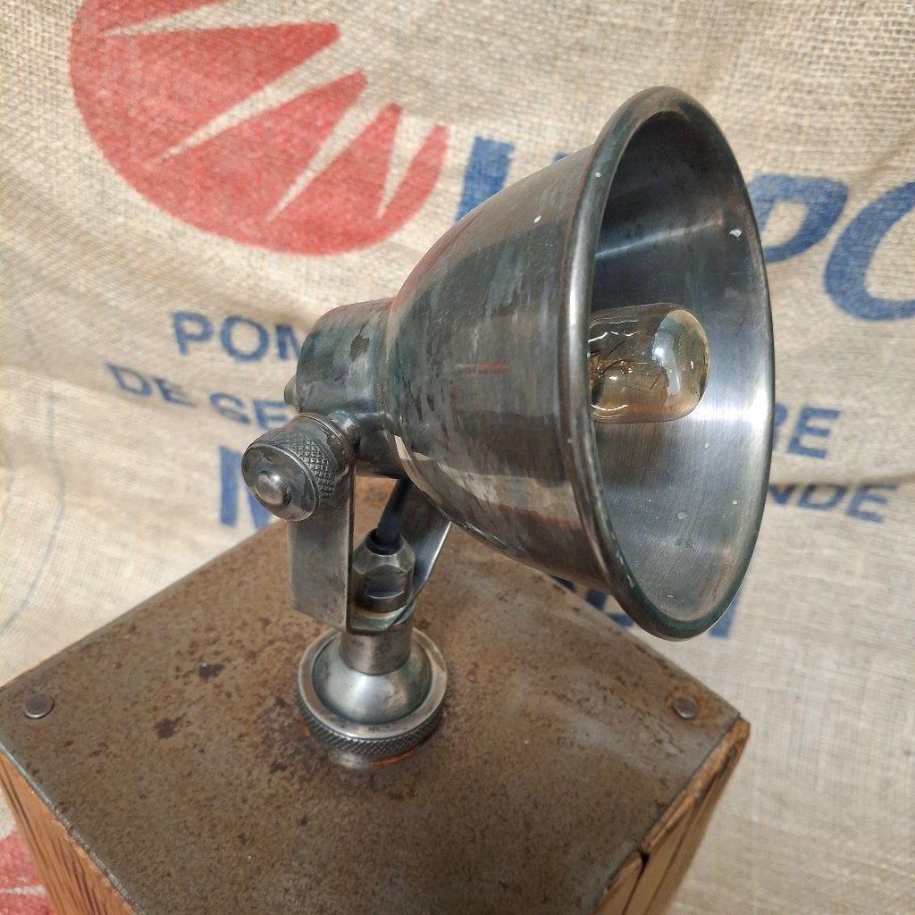 Gele lamp op houten voet- Vintage lampen, Ophalen of Verzenden