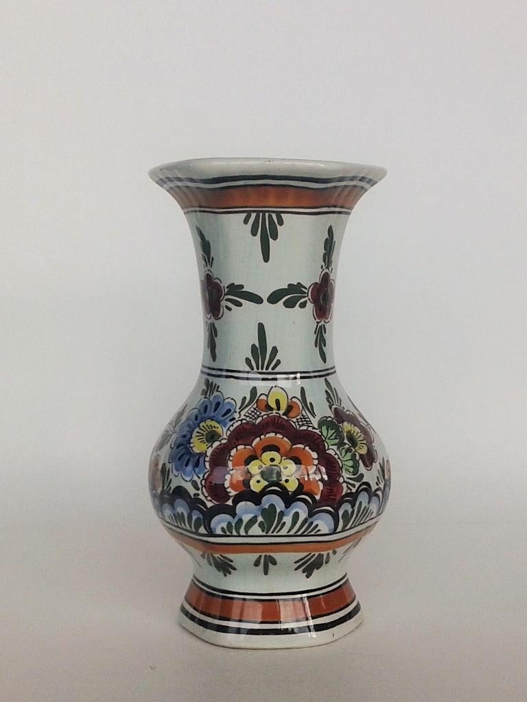 Vaas Keramiek Polychroom Handbeschilderd Vintage, Antiek en Kunst, Antiek | Keramiek en Aardewerk, Ophalen of Verzenden