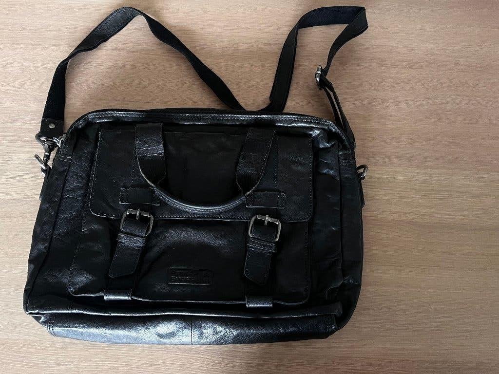 Zwarte laptopas van Spikes & Sparrow 29x40 15.6 inch aktetas, Gebruikt, 15 inch, Aktetas, Ophalen of Verzenden