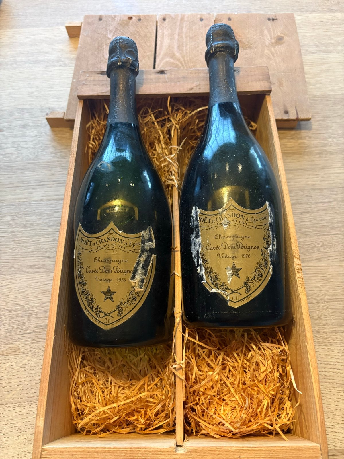 Moët & Chandon Dom Pérignon Vintage 1976- 2 flessen, Ophalen, Gebruikt, Frankrijk, Champagne
