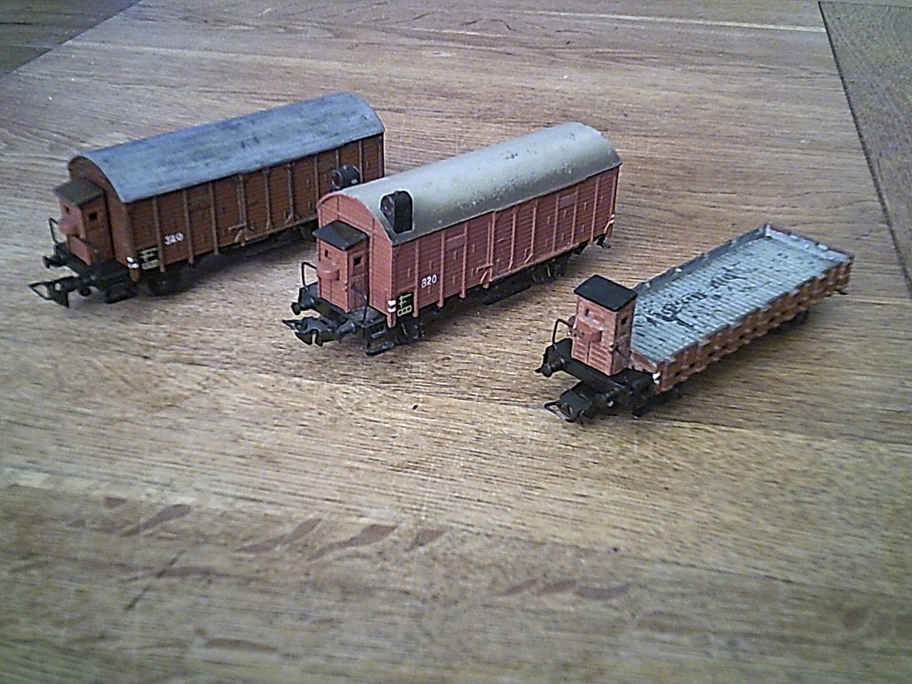 Marklin HO 3 goederenwagons nr. 320 - 320S - 323  1947/1955, Wisselstroom, Gebruikt, Wagon, Ophalen of Verzenden