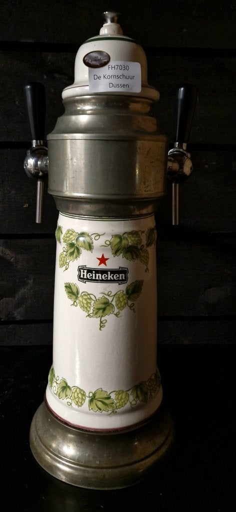 Heineken Bier duo tap porselein biertap, Verzamelen, Ophalen, Zo goed als nieuw, Reclamebord, Plaat of Schild, Heineken