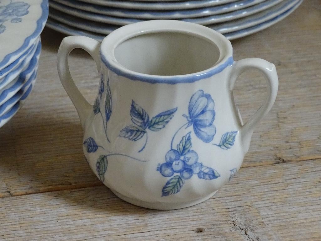 Servies Engels, Barratts, Bristol Blue, blauwe bloem, gaaf, Antiek en Kunst, Ophalen of Verzenden
