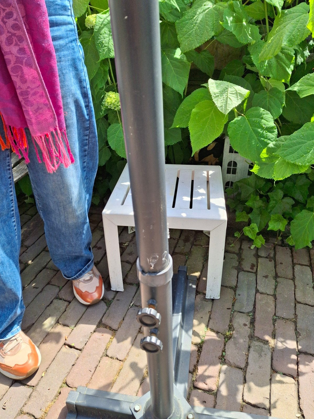 Parasol, zwart 240 x 240 met voet, Tuin en Terras, Parasols, Ophalen