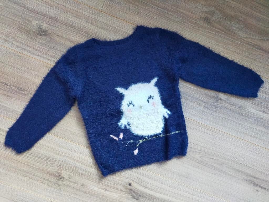 Zgan! Zachte blauwe harige trui uil van C&A! Maat 104, C&A, Meisje, Trui of Vest, Ophalen of Verzenden