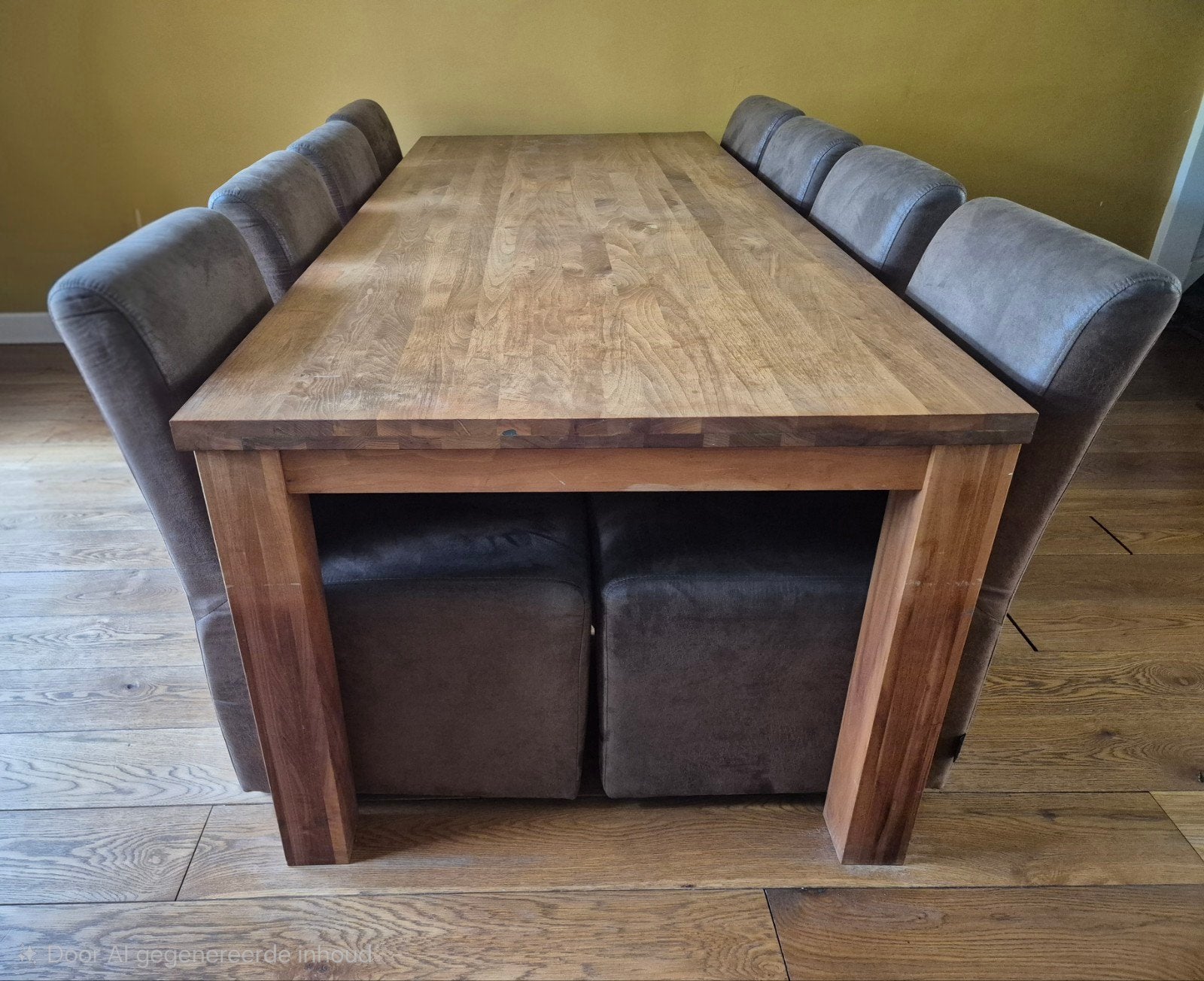 Mooie houten eettafel 240x100 cm, eventueel met 8 stoelen, Huis en Inrichting, Tafels | Eettafels, Ophalen, Gebruikt, 100 tot 150 cm