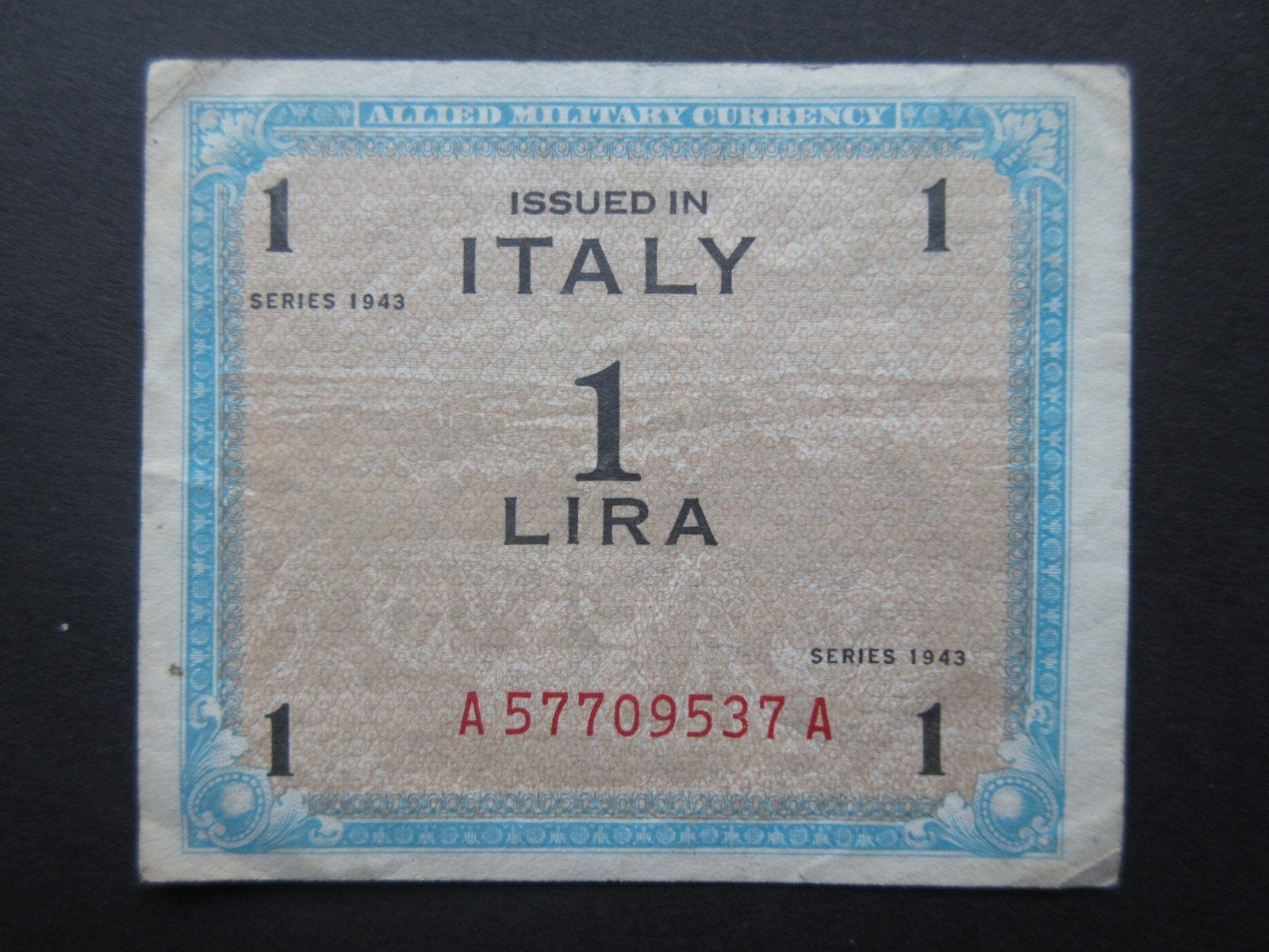 1 Lire 1943 Italië AMC p-M10a (01) WW2, Verzenden, Italië, Los biljet