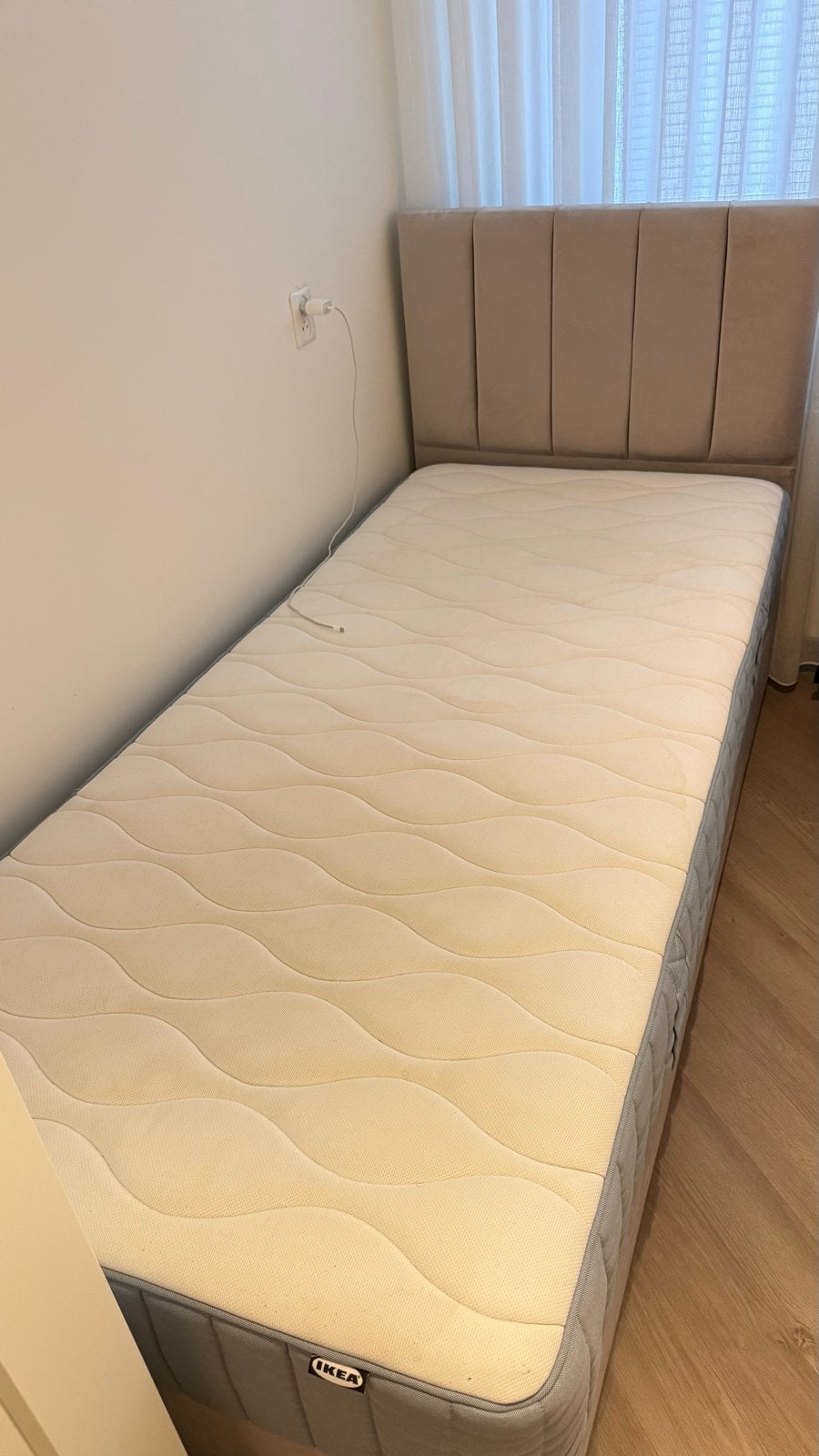 IKEA boxspringmatras, Huis en Inrichting, Ophalen, 90 cm, Eenpersoons, Beige