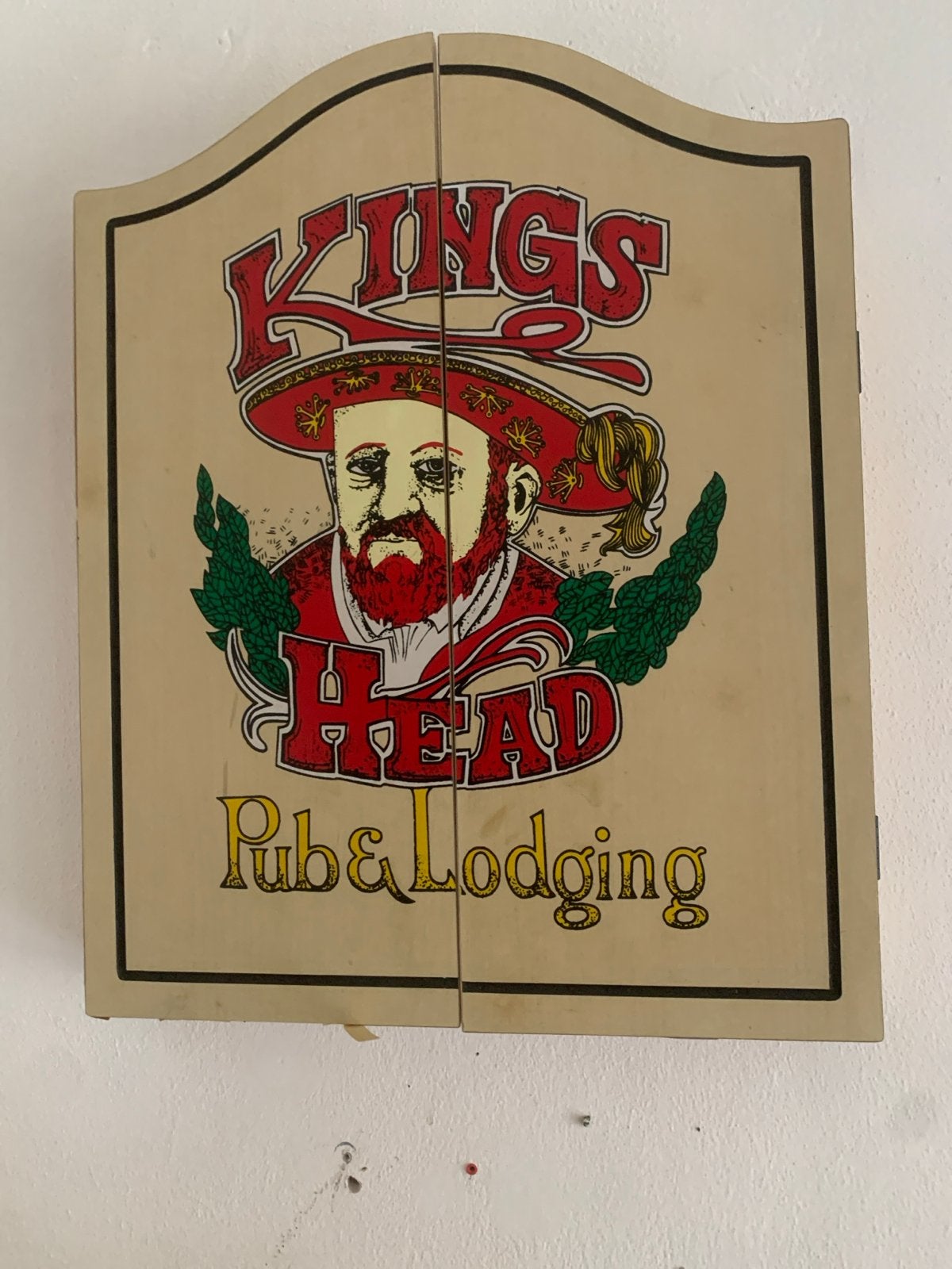 Vintage Kings Head Pub & Lodging dartbordkast, Ophalen, Gebruikt, Meerkleurig, Vintage