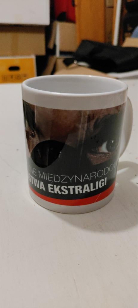 Mok met Poolse tekst - Uniek design, Ophalen of Verzenden, Steen/keramiek, Meerkleurig, Overige merken