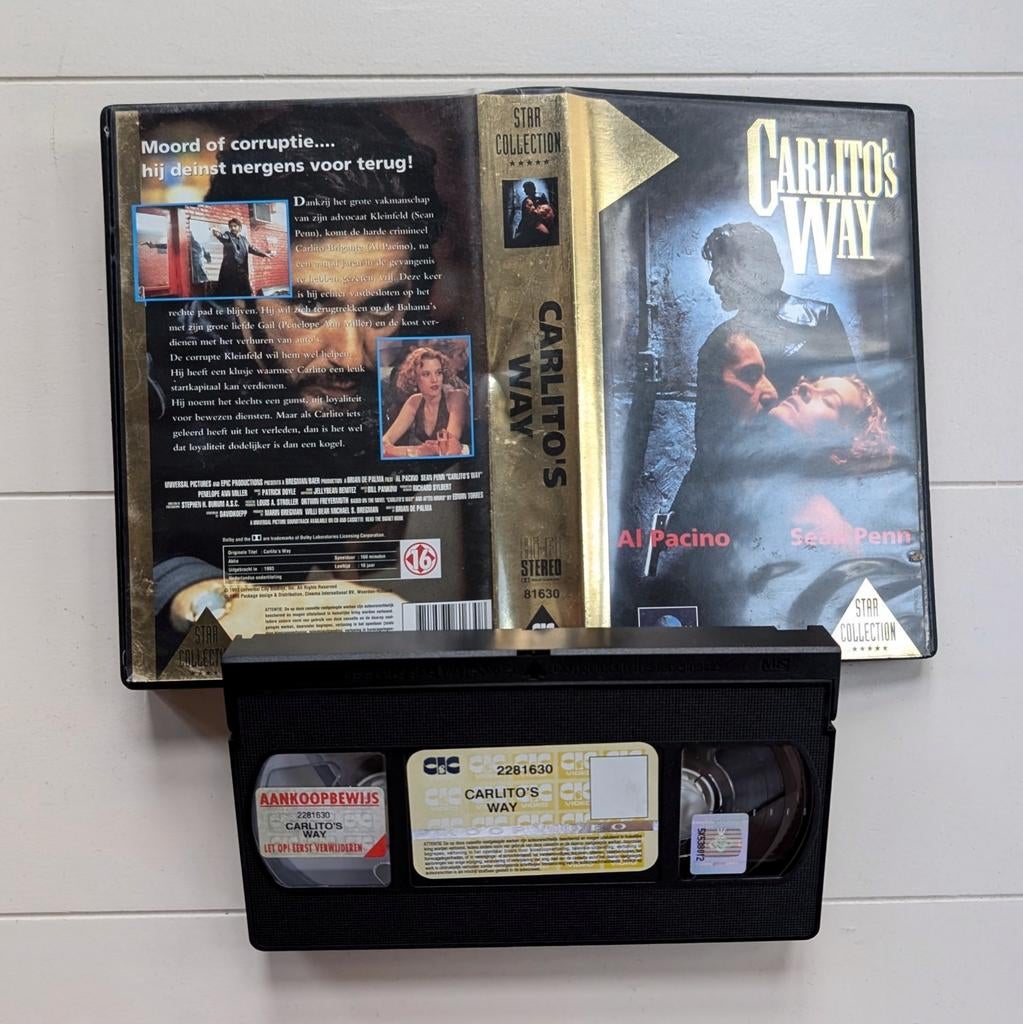 Carlito's Way (1993) VHS Videoband, Al Pacino, Brian DePalma, Alle leeftijden, Ophalen of Verzenden, Zo goed als nieuw