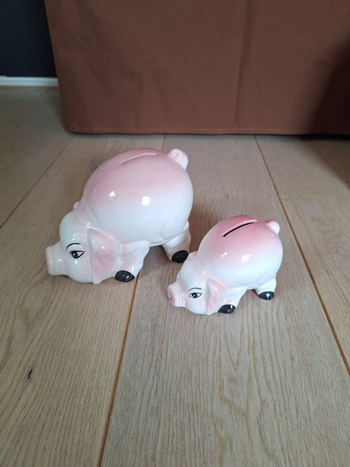 Set van 2 roze spaarvarkens spaarpot vintage varken, Ophalen of Verzenden, Zo goed als nieuw, Dier