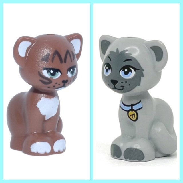 lego poes licht grijs  (2) en bruin (2), Ophalen of Verzenden, Nieuw, Accessoire, Lego