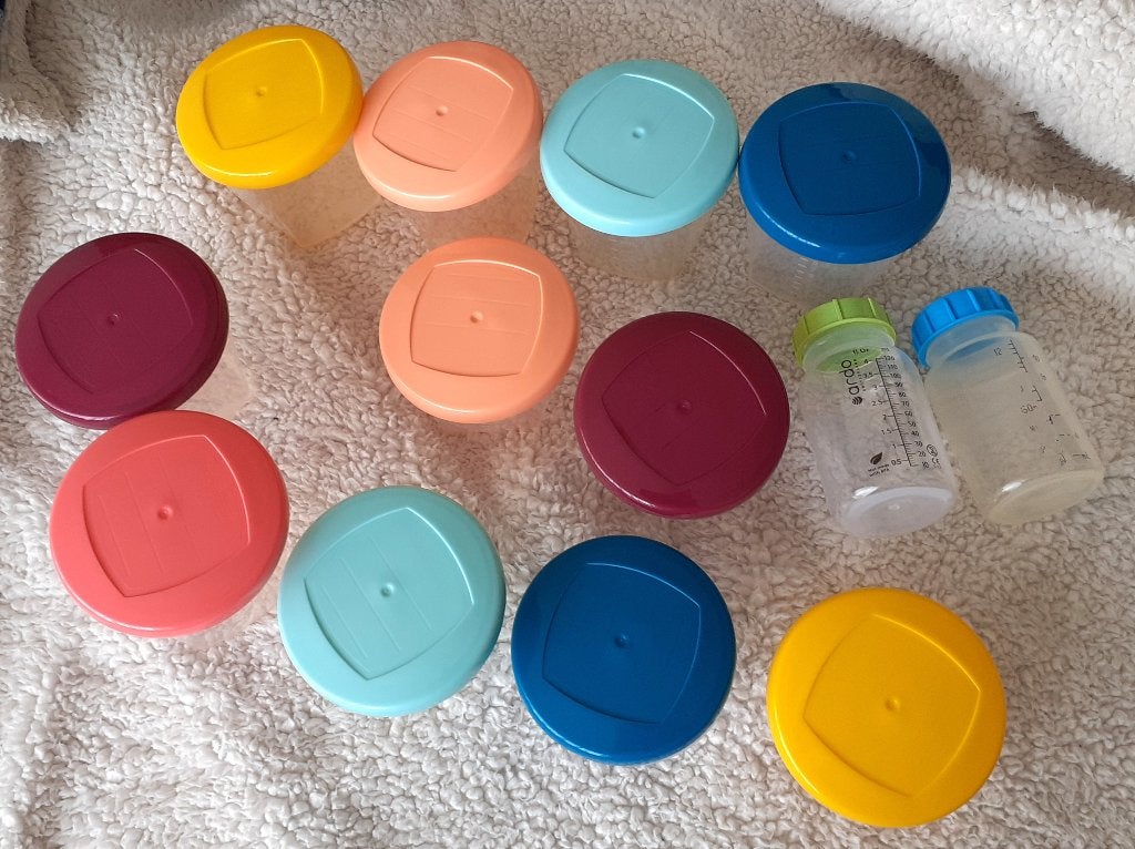 Baby grote set bewaarbakjes en moedermelkflesjes, Ophalen of Verzenden, Zo goed als nieuw, BPA-vrij, Overige typen