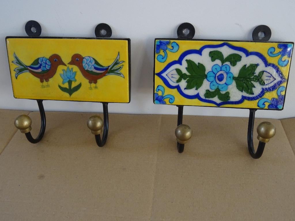 Keramiek kapstok kapstokhaken tegels vintage ceramic, Wandkapstok, Overige materialen, Ophalen of Verzenden, Zo goed als nieuw