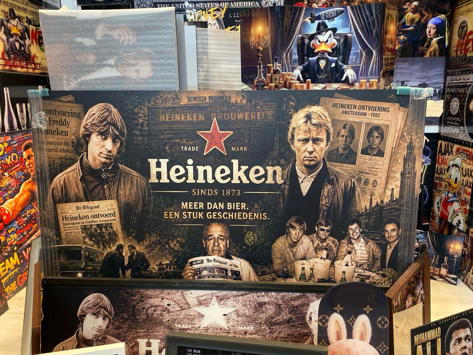 Heineken Ontvoering Schilderij op Aluminium Dibond 150x90cm, Ophalen