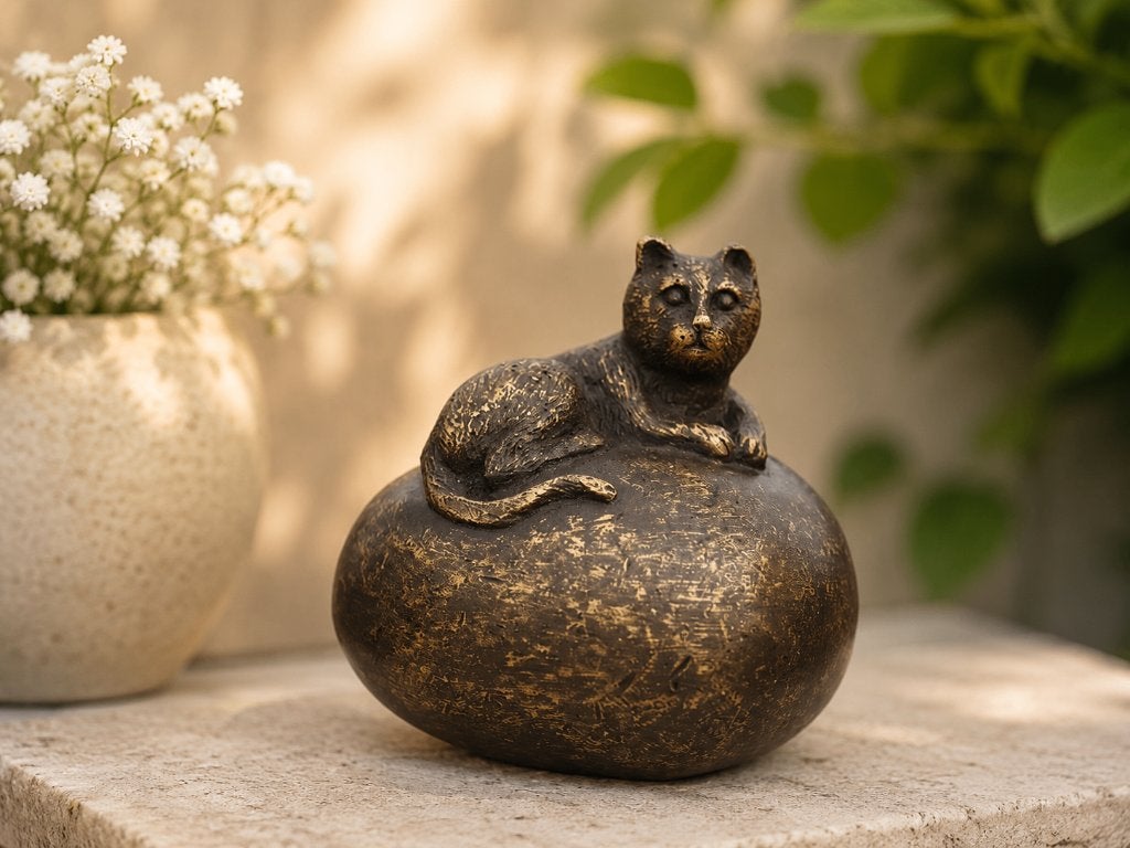URN met POES / brons / as urn / dierenurn