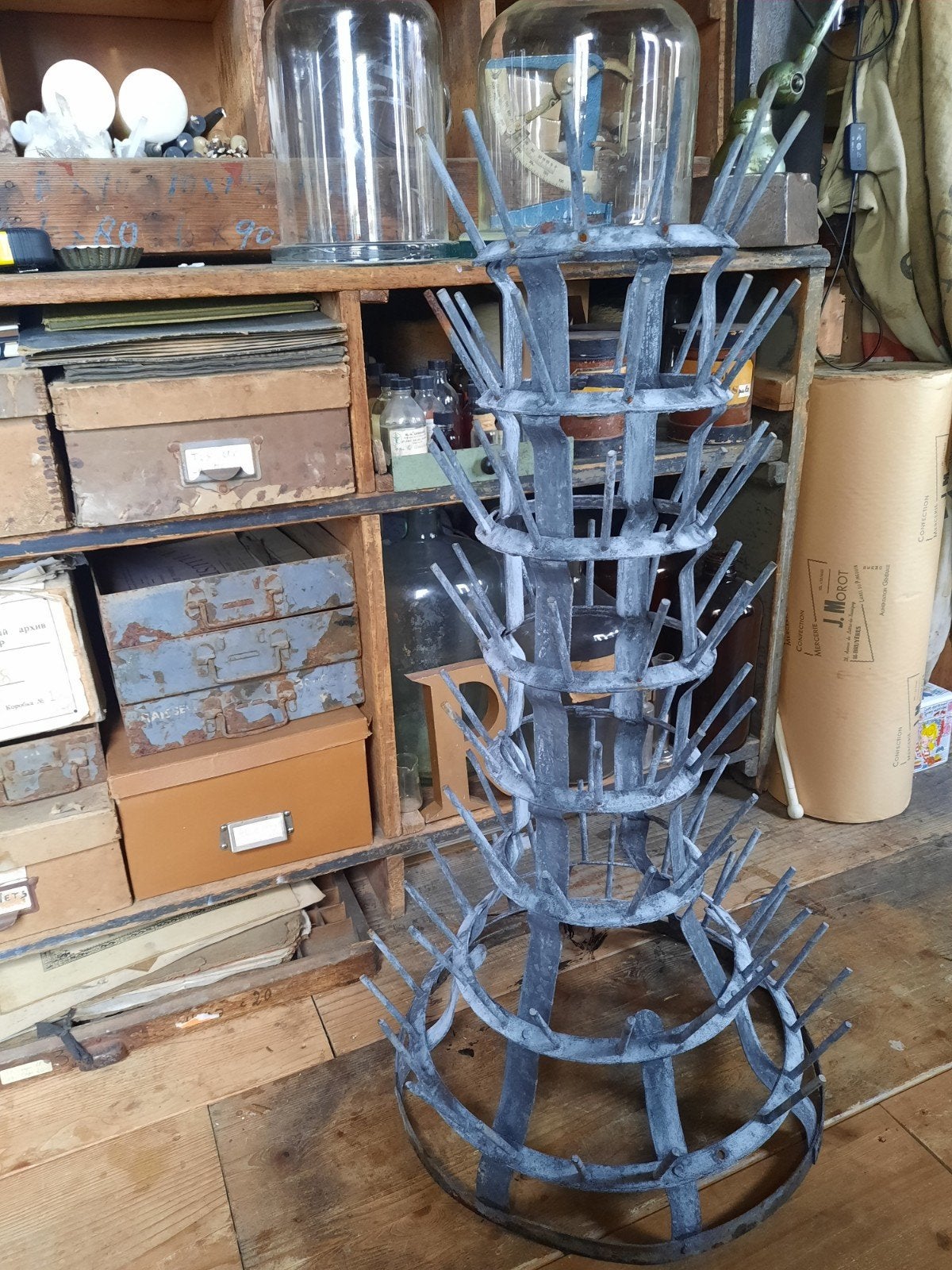 oud rek flessenrek pinnenrek keukenrek brocante, Ophalen of Verzenden