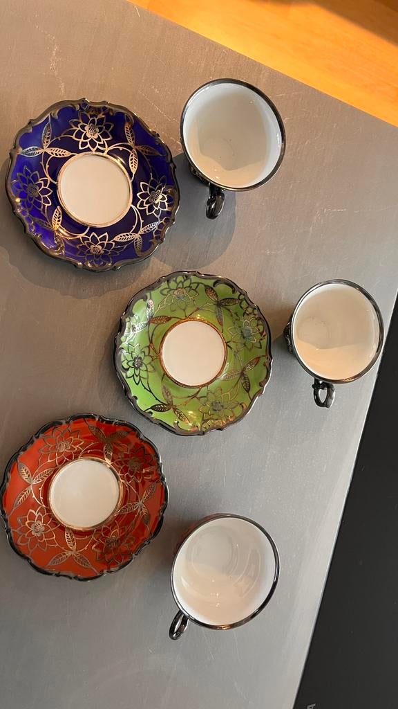 Drie antieke mokka kopjes, Antiek en Kunst, Ophalen of Verzenden