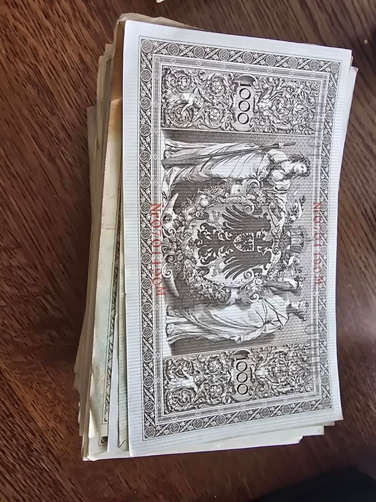 Grote partij Duitse bankbiljetten 1000 Mark 1910, Ophalen of Verzenden