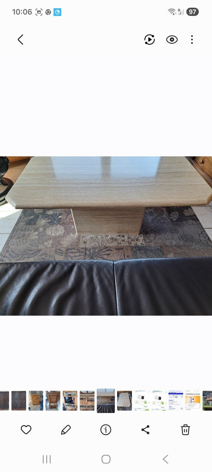 Stijlvolle Travertin Salontafel - Beige Marmer Look, Huis en Inrichting, Tafels | Salontafels, Ophalen, Rechthoekig, 100 tot 150 cm