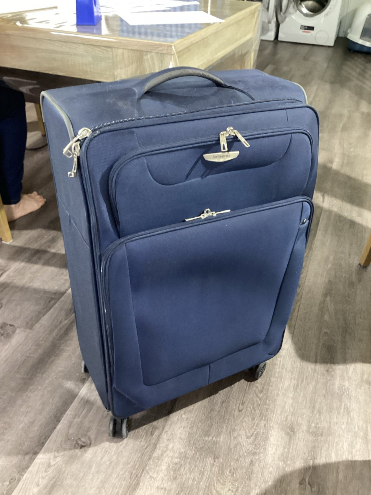 Samsonite Koffer - Blauw, met Wieltjes en Slot, Overige materialen, Gebruikt, Slot, 35 tot 45 cm