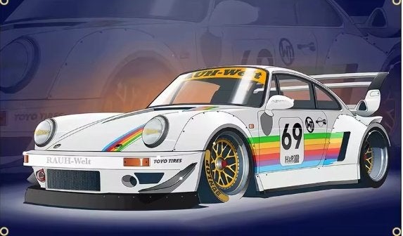 PORS BANNER 60X90 CM MET BEV, OGEN PRACHTIGE HELDERE KLEUR, Ophalen of Verzenden, Nieuw