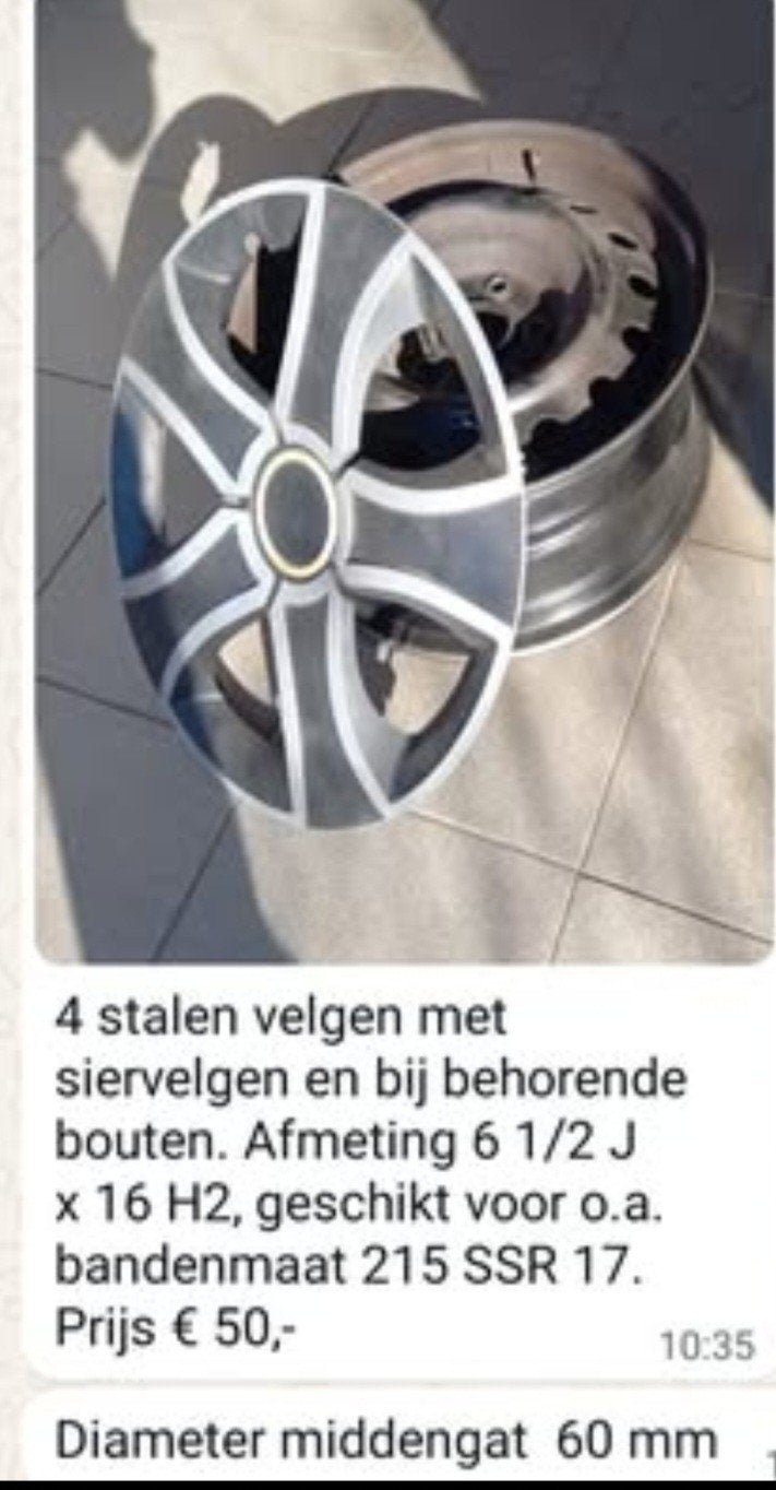 4 stalen velgen met siervelgen, Ophalen