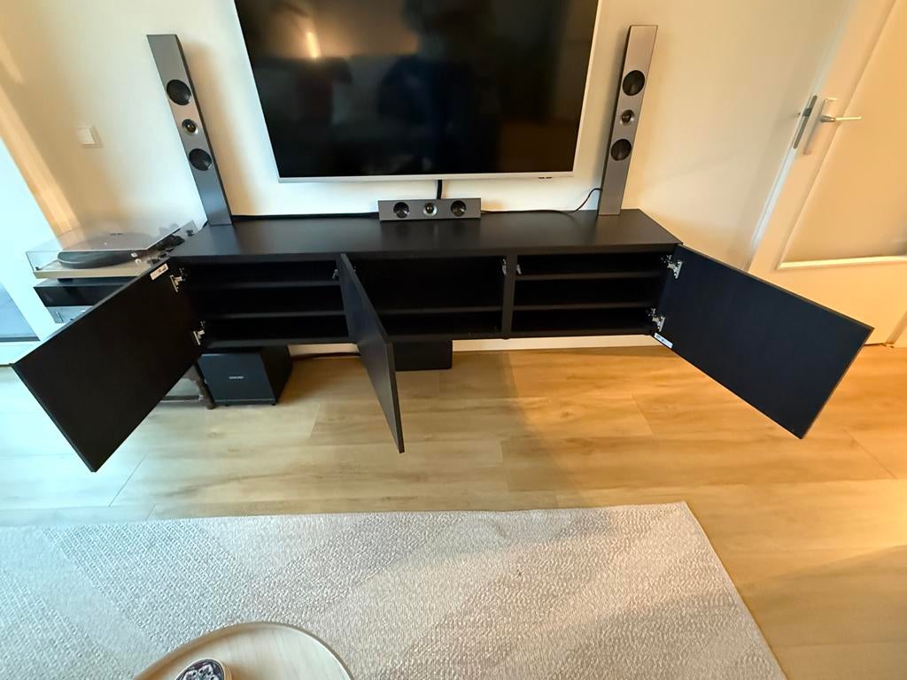 Ikea BESTA TV meubel zwart - 180x41,5x38,5 cm, Huis en Inrichting, Kasten | Televisiemeubels, Ophalen, Overige materialen, 150 tot 200 cm