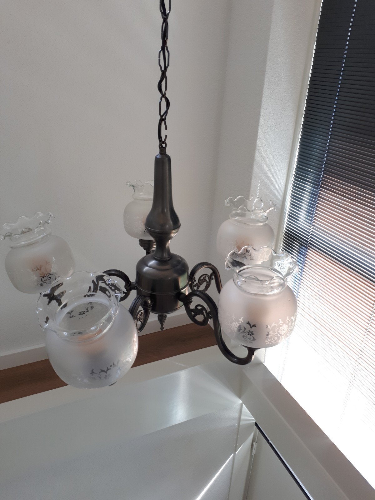 Tinnen hanglamp, Ophalen, Gebruikt, Overige materialen, E14 (klein)