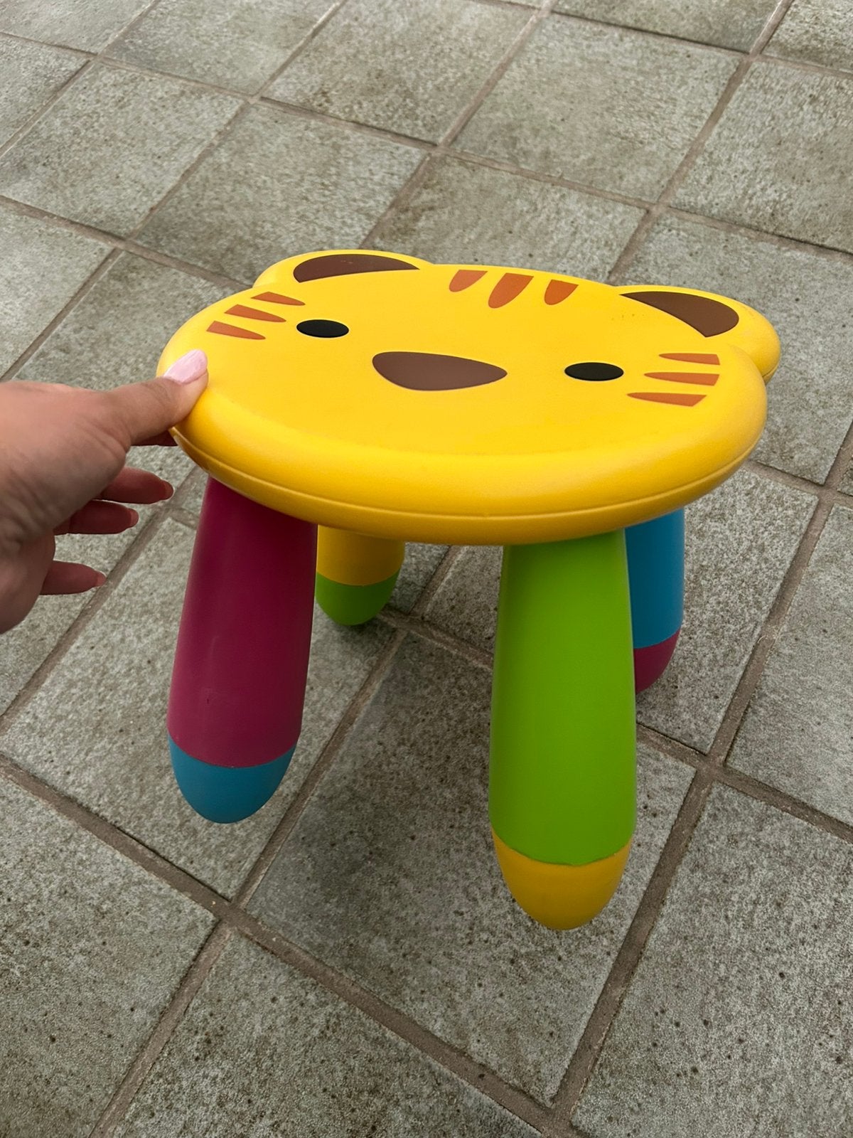 Tijger Kinderkrukje Stoeltje + stickervel, Ophalen of Verzenden, Gebruikt, Hout