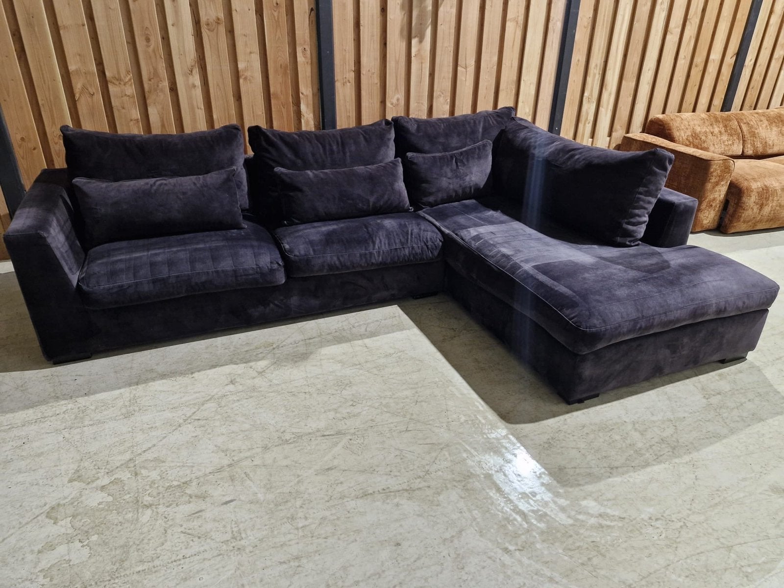 Prachtige velvet hoekbank Frederique - Antraciet/zwart, Huis en Inrichting, ., Hoekbank, 300 cm of meer, Ophalen of Verzenden