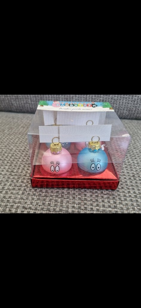 Nieuw in doos barbapapa kerstballen blauw roze 4 stuks, Diversen, Kerst, Nieuw, Ophalen of Verzenden, Nvt, Nvt