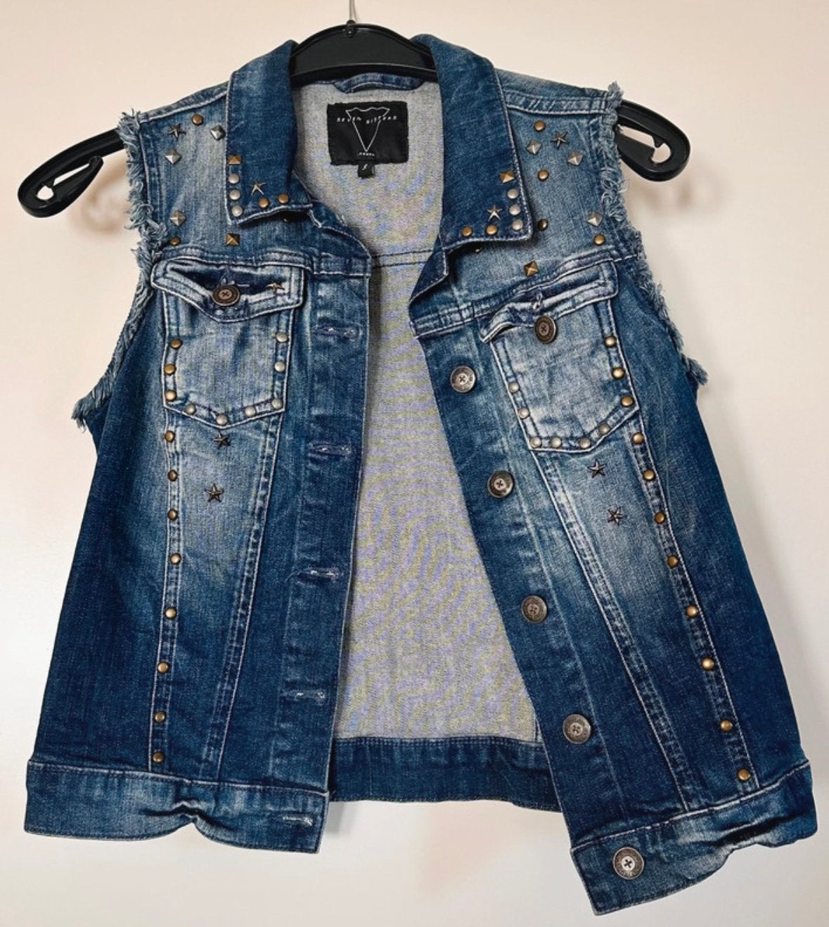 Spijkergilet met studs, Ophalen of Verzenden, Gedragen, Maat 38/40 (M), Blauw